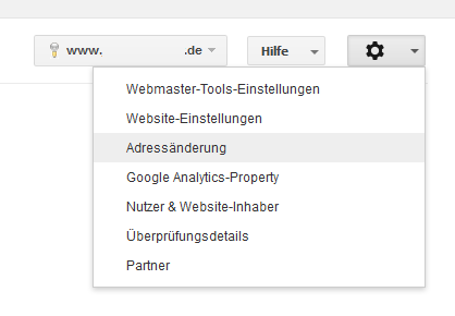 Cambio de dirección de un dominio en la Google Search Console (DE)