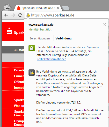 SSL-Zertifikat von sparkasse.de validiert nicht