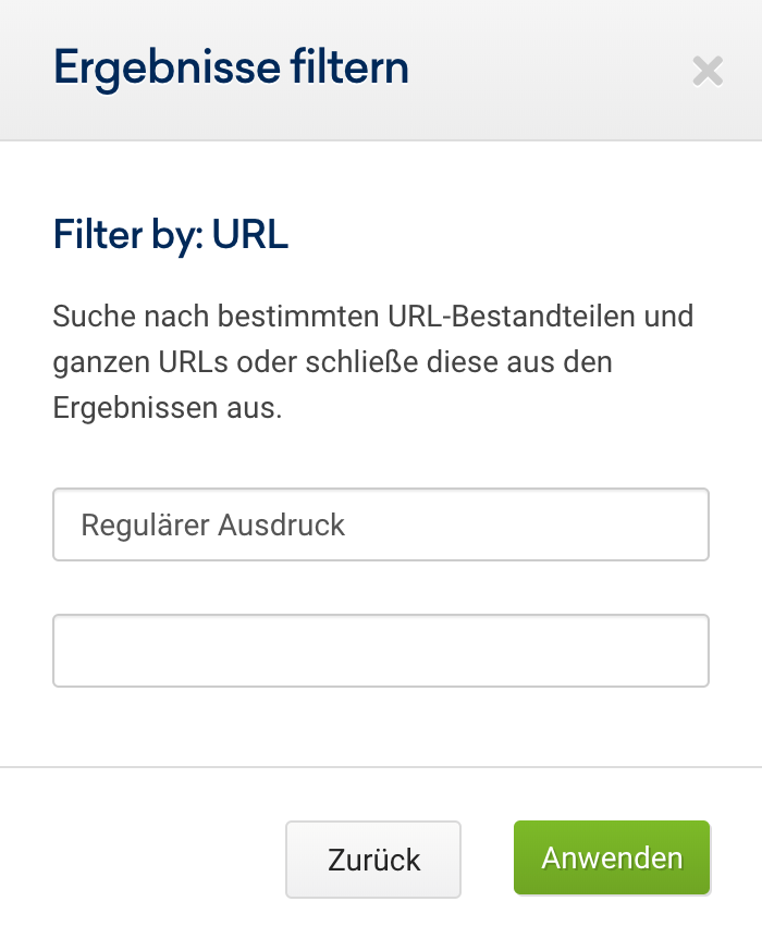 URL-Filter mit der Auswahl "Regulärer Ausdruck".