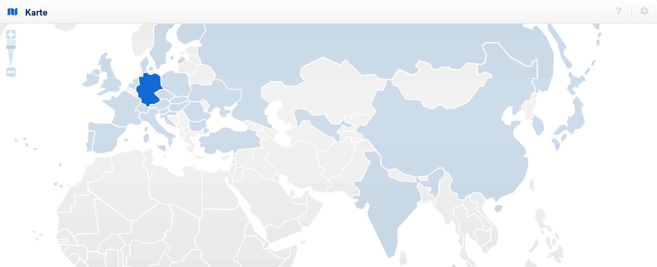 Die Karte zeigt an, aus welchen Ländern die meisten Backlinks stammen.