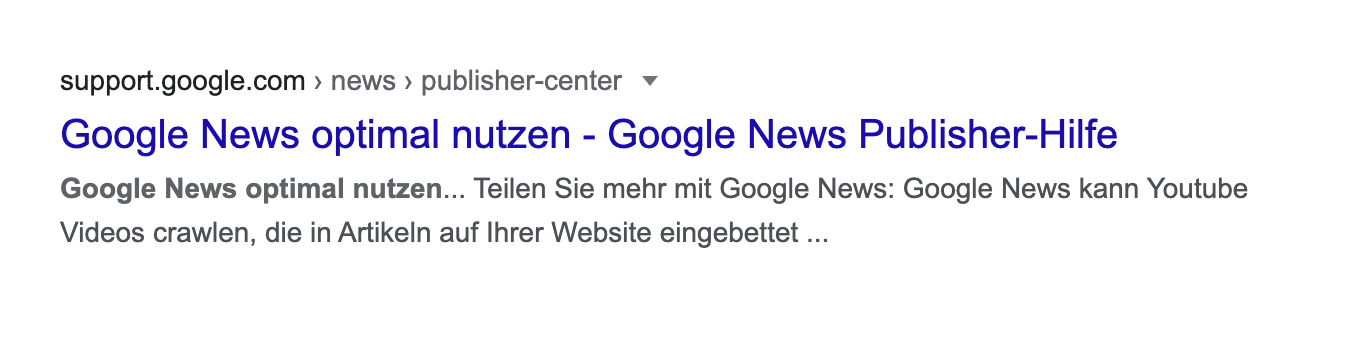 Suchtreffer in den Google Suchergebnissen.