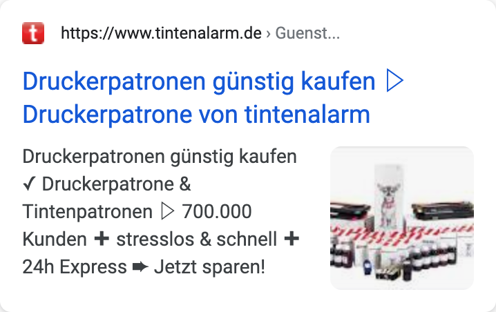 Beispiel-Suchtreffer auf der Suchergebnisseite von Google.