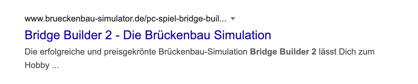 SERP-Snippet bei dem der Title nicht von Google aus dem Title-Element der Seite genommen wird.