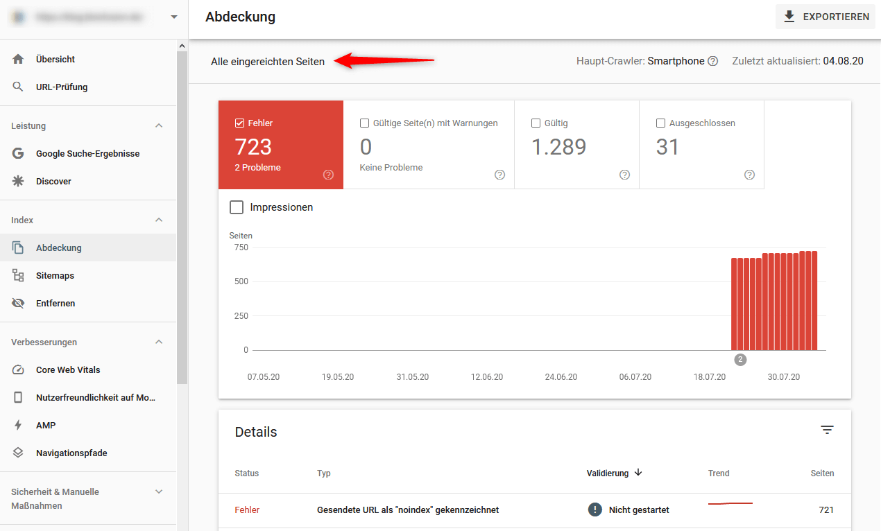 Die Funktion „Sitemaps > Neue Sitemap hinzufügen“