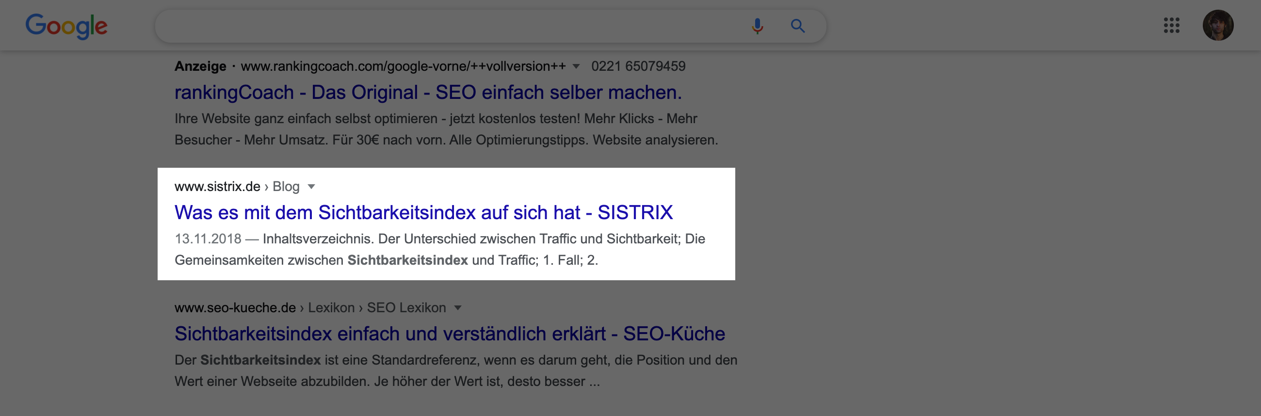 Suchtreffer in den Google-Suchergebnissen. Der Titel hat hier 56 Zeichen.