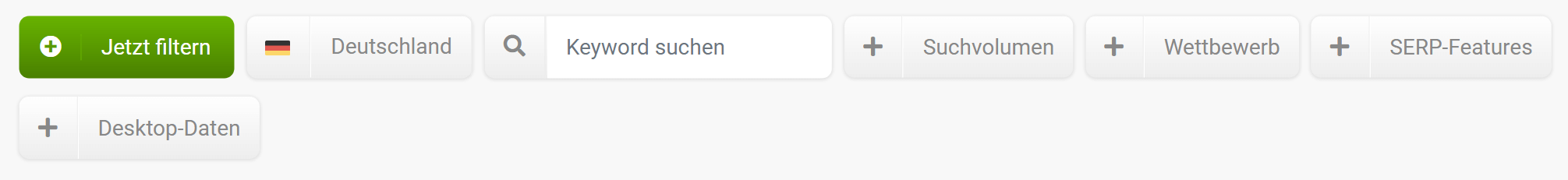 Der "Jetzt filtern" Button oberhalb der Tabelle der Chancen. Daneben befindet sich der Button um die Desktop-Daten aufzurufen.