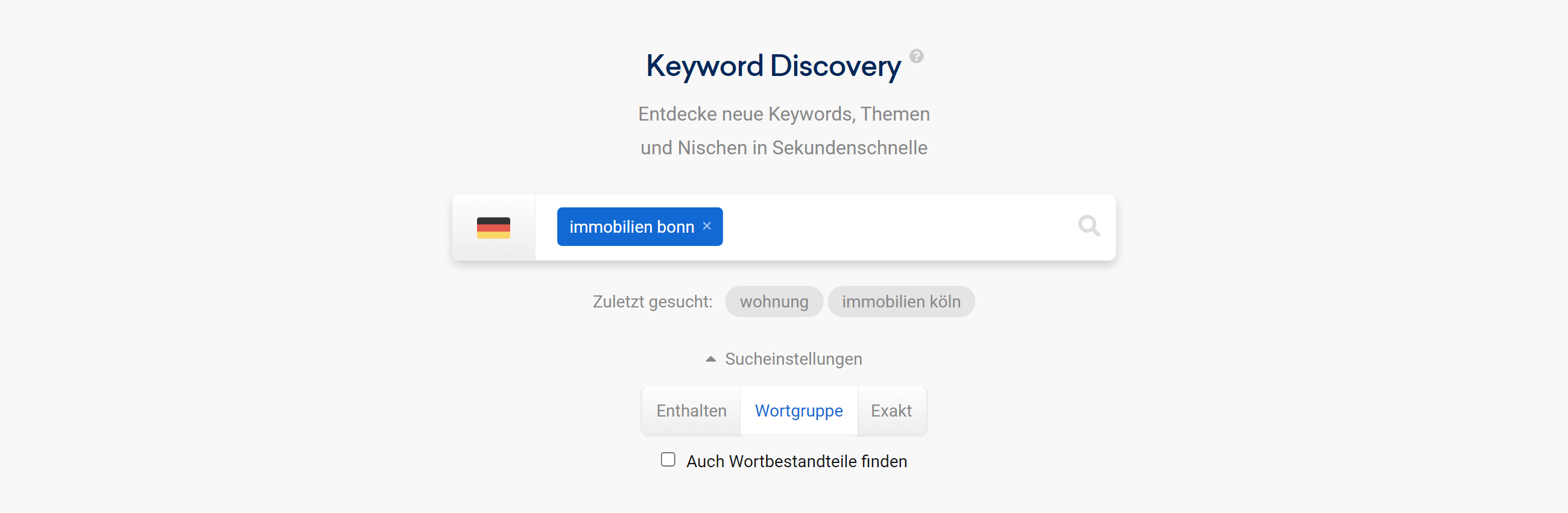 Der Tool "Keyword Discovery" in der SISTRIX Toolbox