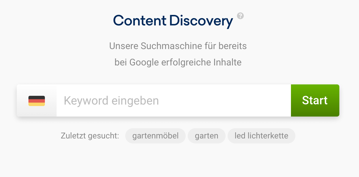 Noch ein Suchschlitz, diesmal für SISTRIX Content Discovery.