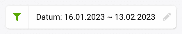 Der Filter mit den Daten für die Rankingveränderungen. Im Beispiel ist der Zeitraum vom 16.01.2023 bis 13.02.2023 eingetragen.