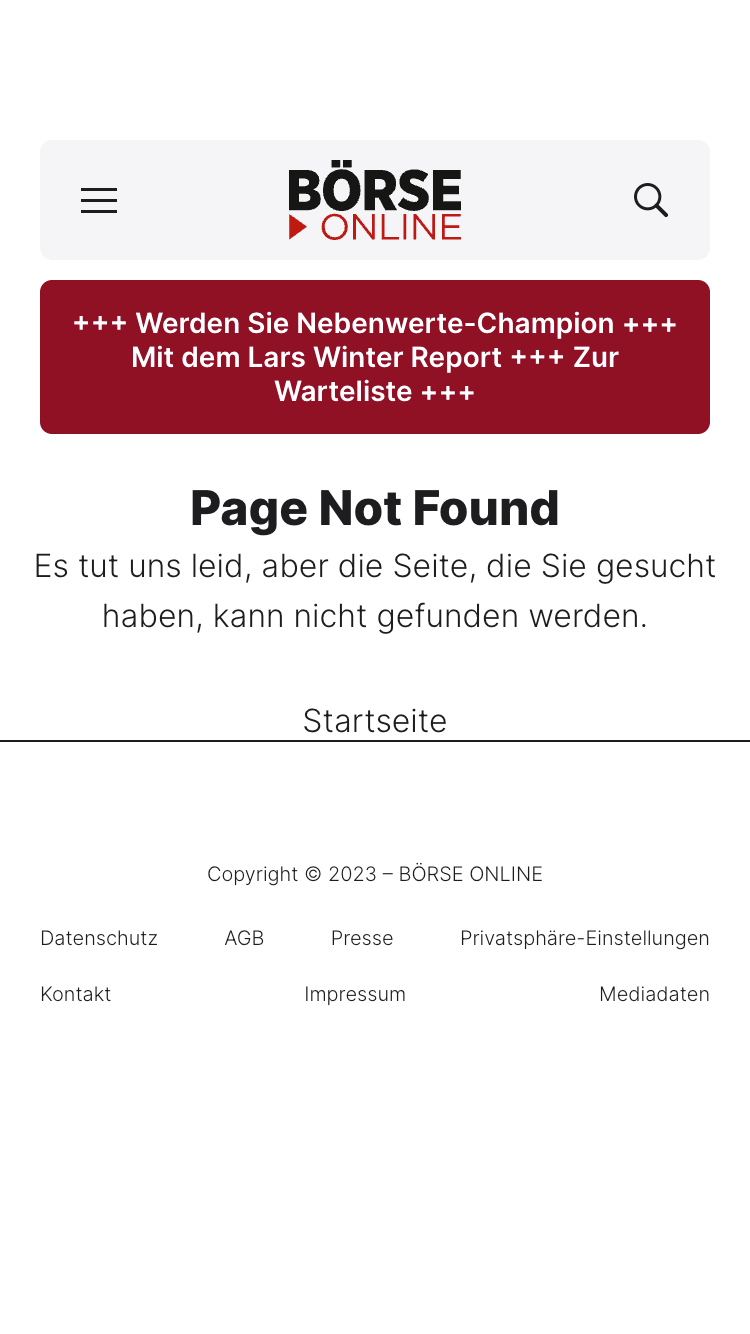 Die Seite von boerse-online.de, die über SISTRIX aufgerufen werden sollte, ist nicht verfügbar. Es wird der Fehler #Page not found angezeigt.