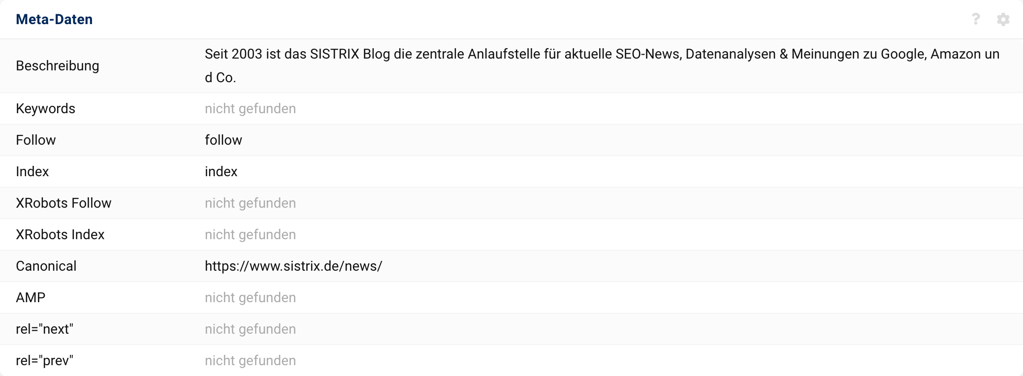 Die Meta-Daten der URL https://www.sistrix.de/news/