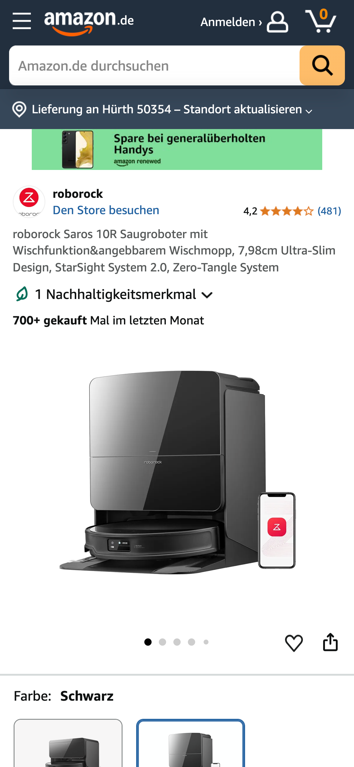Roborock Saros 10R Saugroboter – Saugt und wischt, besonders flach, 700+ Verkäufe im letzten Monat.