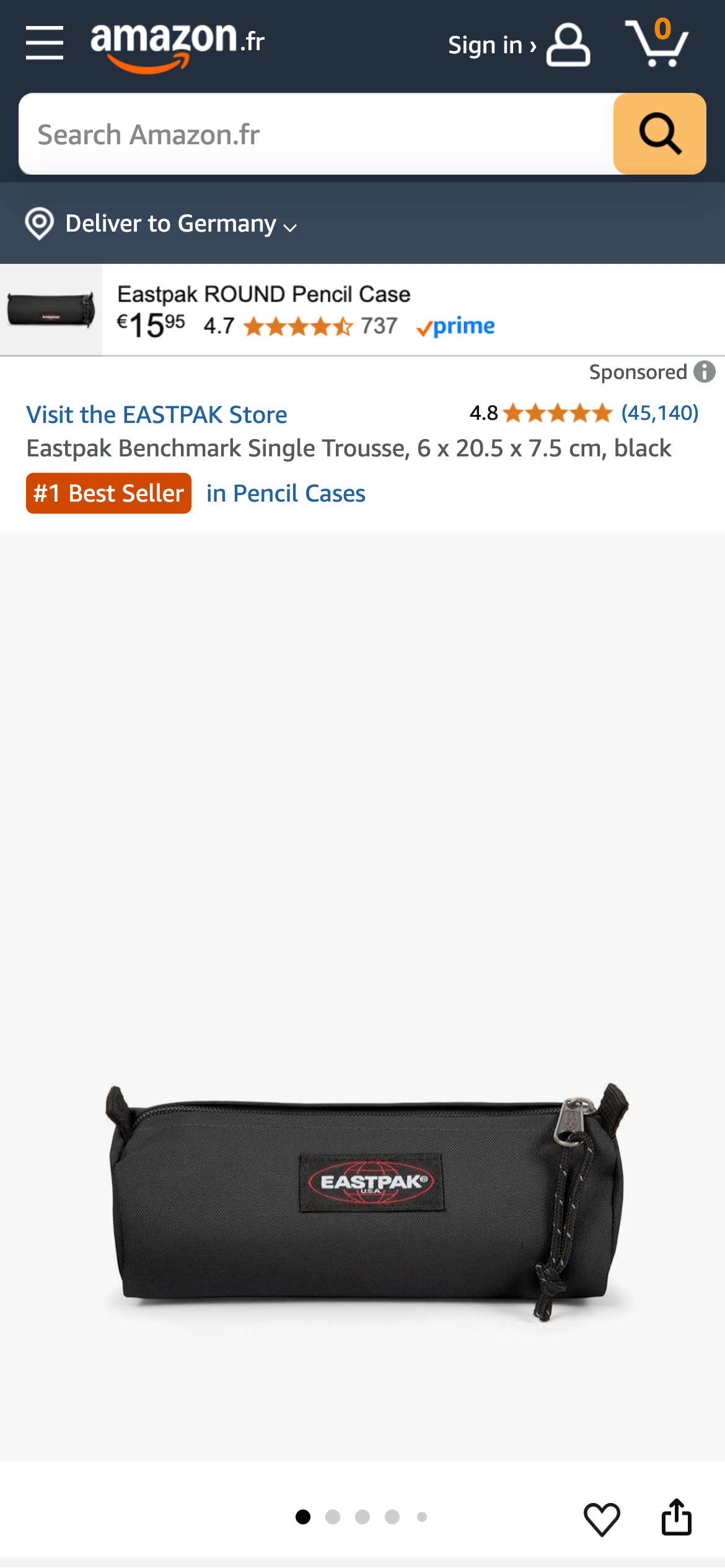 Eastpak schwarzes Federmäppchen Benchmark, Bestseller Amazon Frankreich