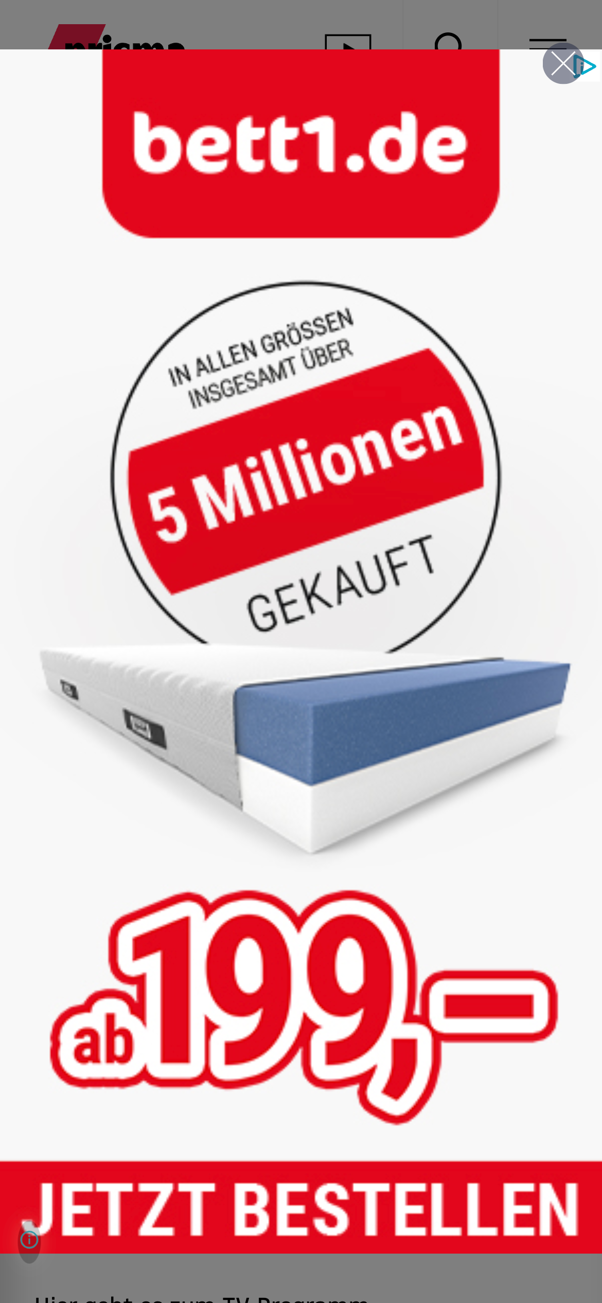 Screenshot der Seite von Prisma zu “The Rookie”.