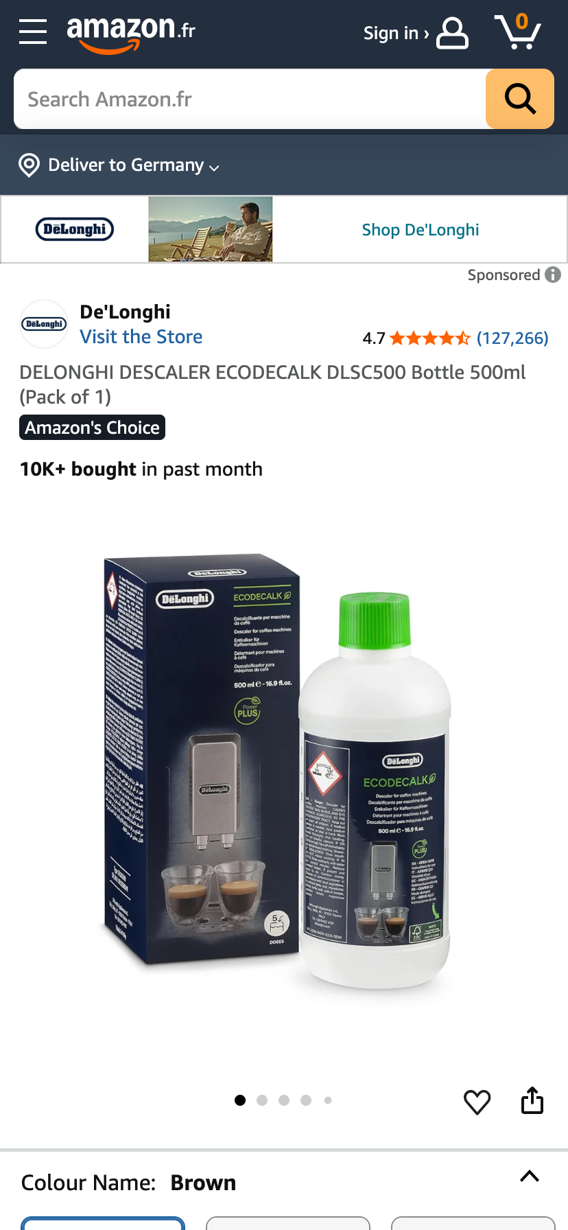 Amazon.fr Produktseite für Apple iPhone 17 Pro in Cosmic Orange mit Preis und „300+ bought“.