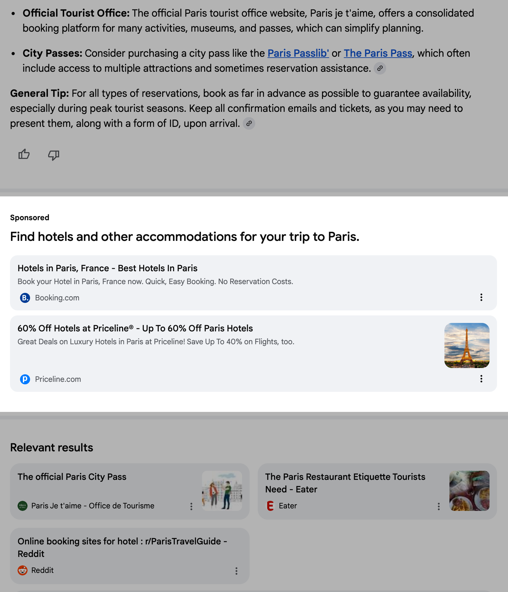 Example ad in Google AI Mode from November 2025