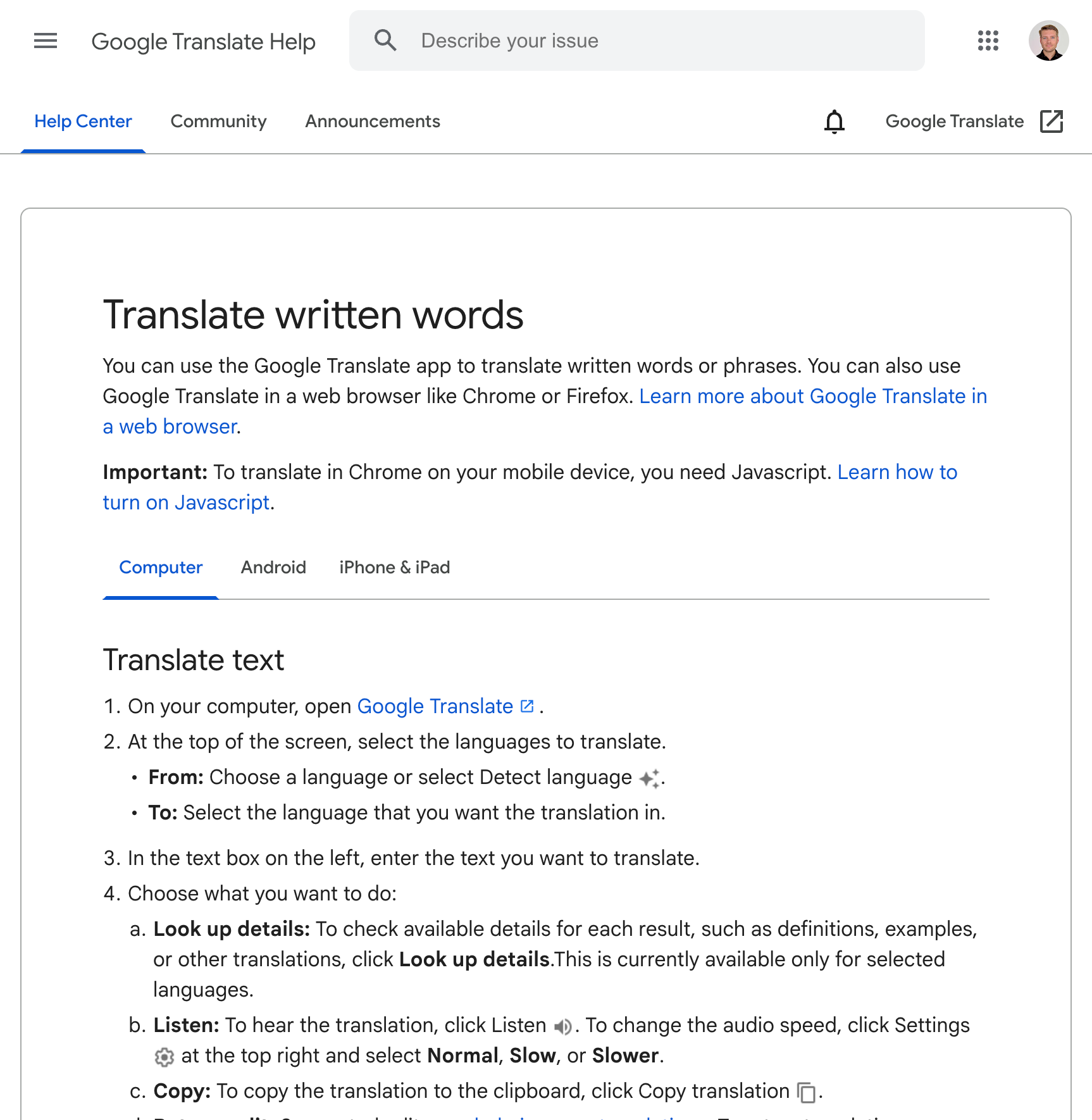 Esempio di support guide