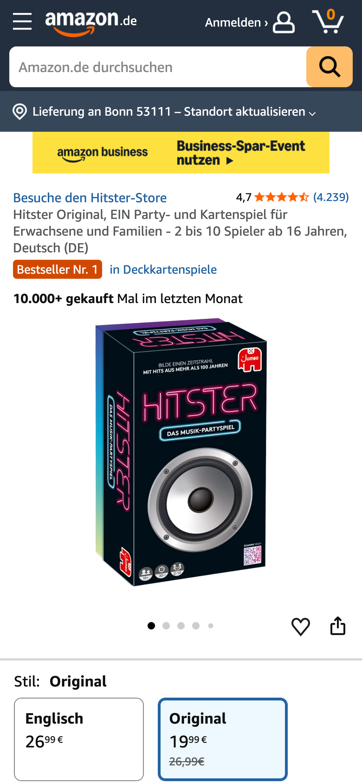 Musik Partyspiel Hitster Original als Bestseller in Deckkartenspielen auf Amazon
