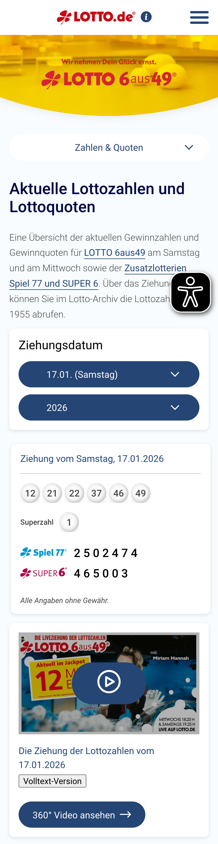 Die mobilen Versionen der 6aus49-Lottozahlen-URLs von Lotto Sachsen-Anhalt, Lotto.de, westlotto.de und lotto-bw.de in der Zusammenschau. Die drei hinteren Angebote haben mehr visuelle Elemente wie Videos der Ziehung, Bilder oder die Visualisierun eines Spielscheins.