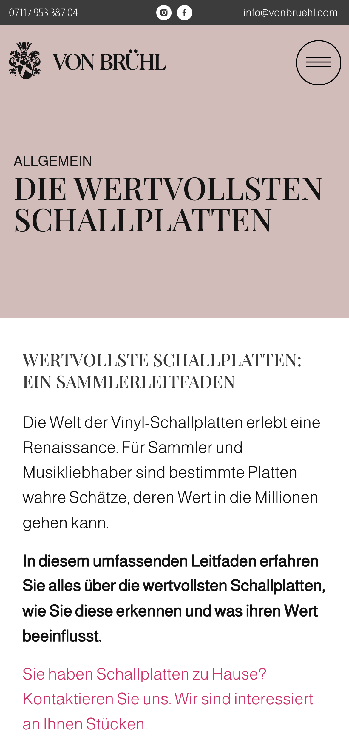 Startseite der Domain Von Brühl.