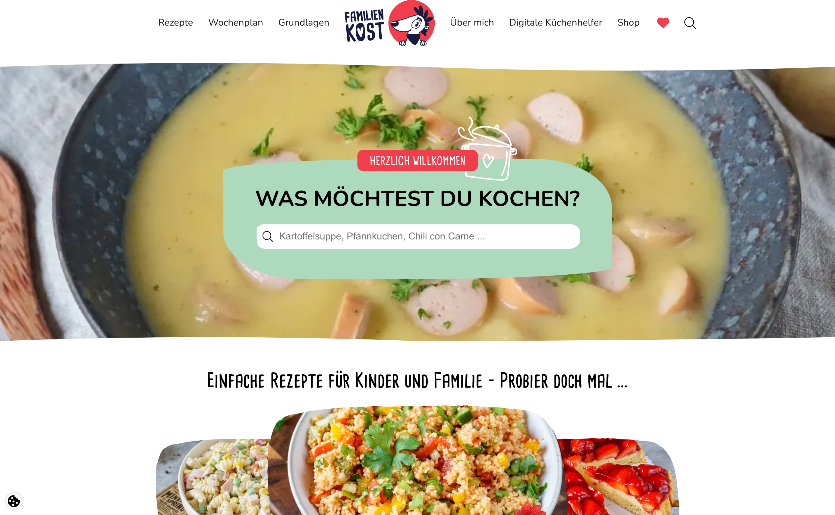 Startseite von Familienkost.de.