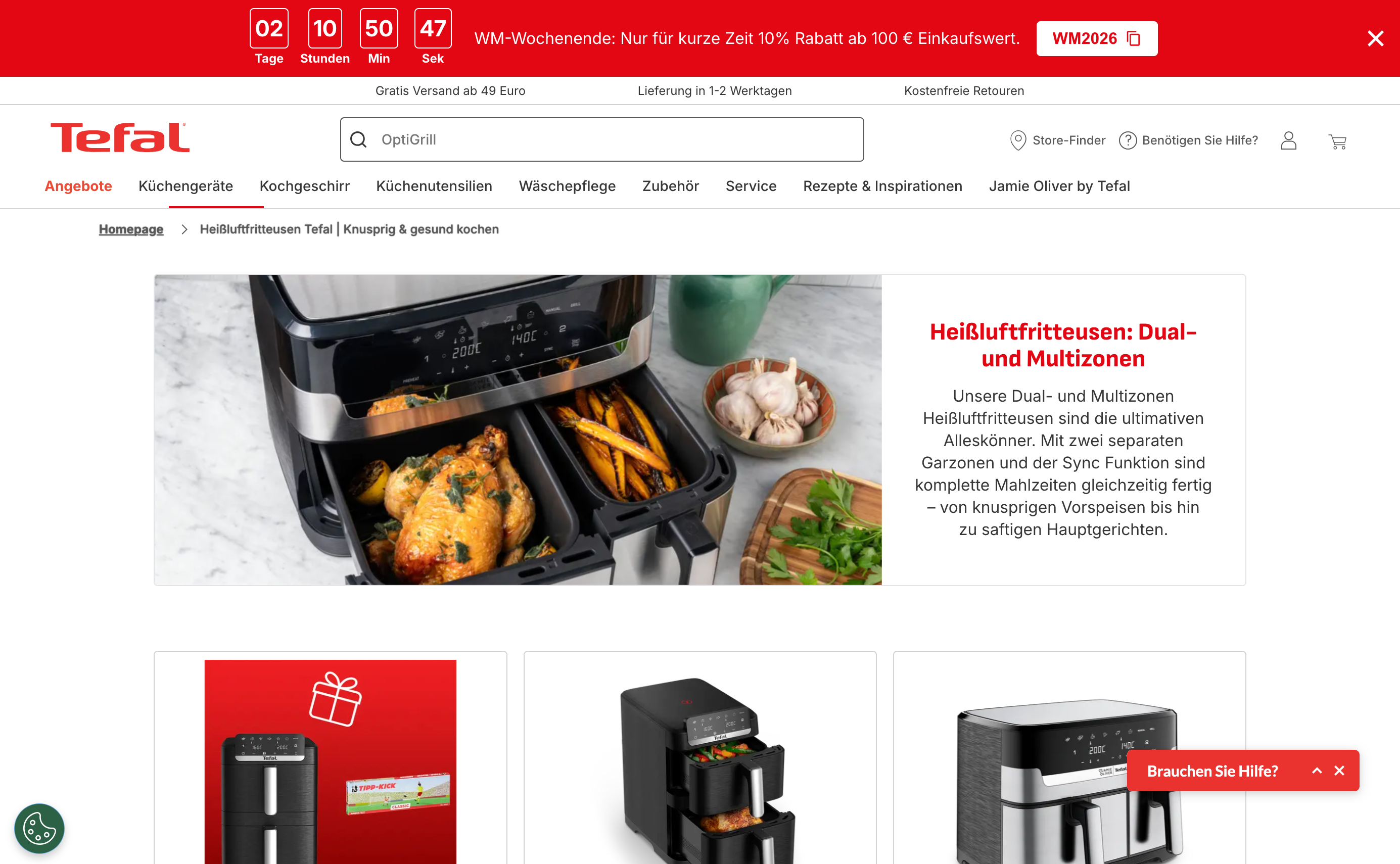Tefal Produktseite für "Easy Fry".
