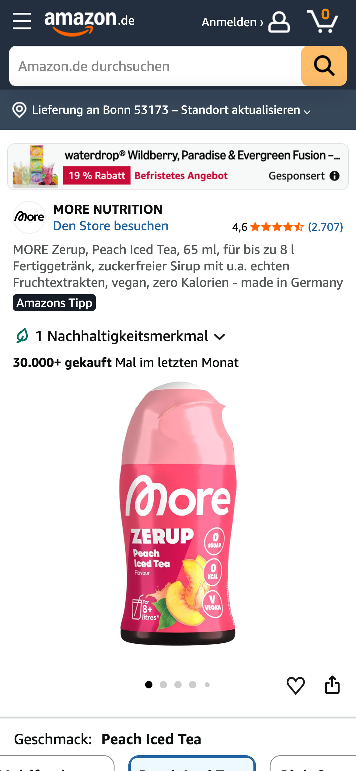 Zerup von More auf Amazon.de mit dem Kennzeichen "Amazons Tipp" und einer Verkaufszahl von 30.000+ innerhalb des letzten Monats.