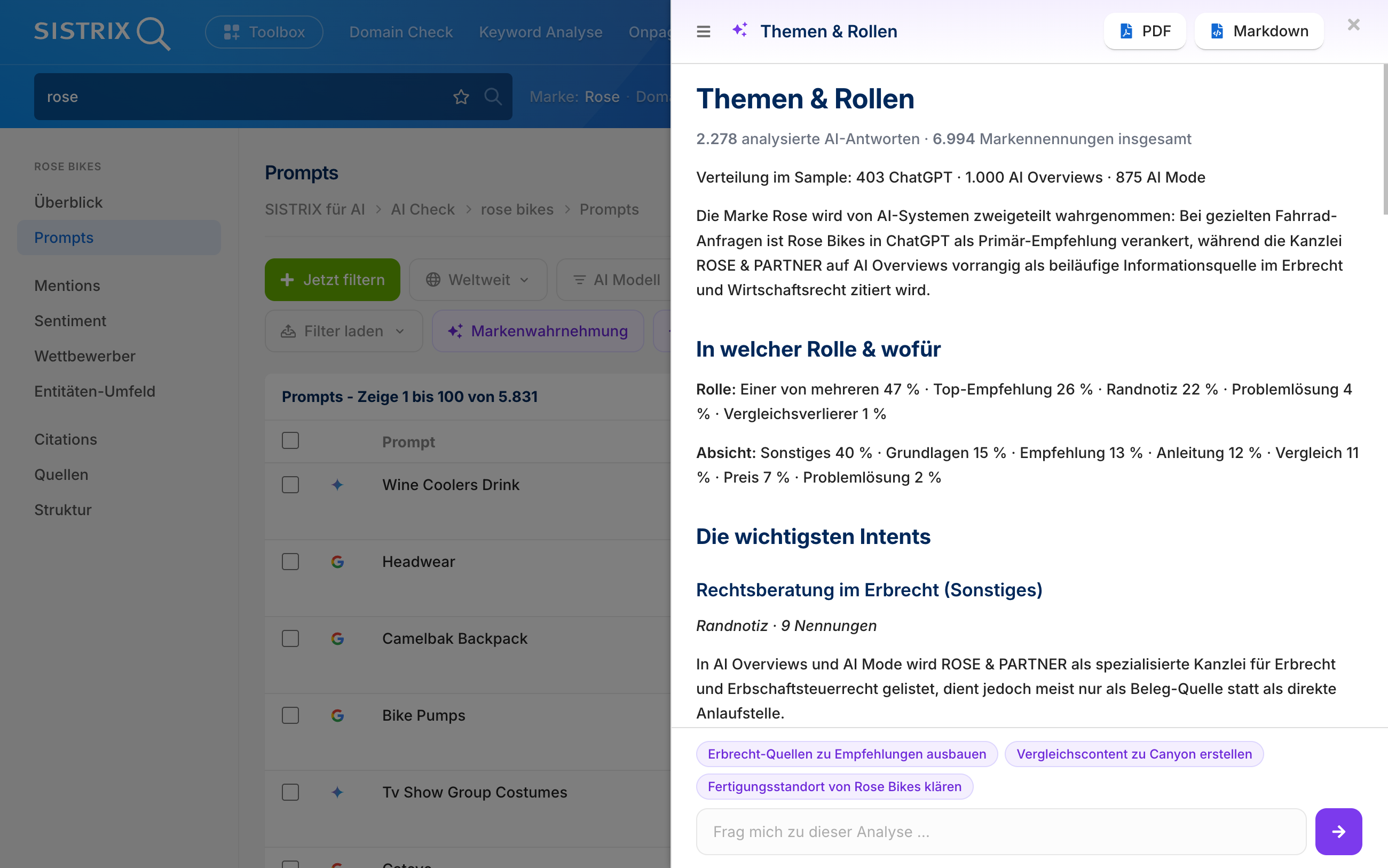 Themen & Rollen-Analyse von "rose bikes".